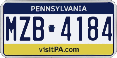 PA license plate MZB4184