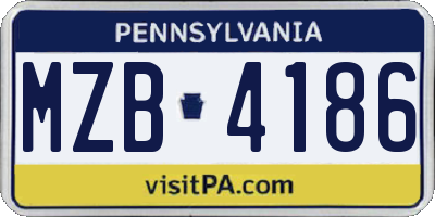 PA license plate MZB4186