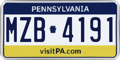 PA license plate MZB4191