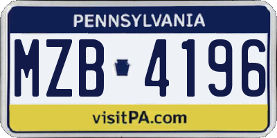 PA license plate MZB4196