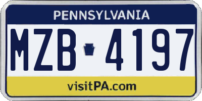 PA license plate MZB4197