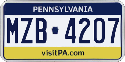 PA license plate MZB4207