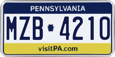 PA license plate MZB4210