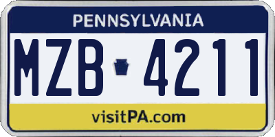 PA license plate MZB4211