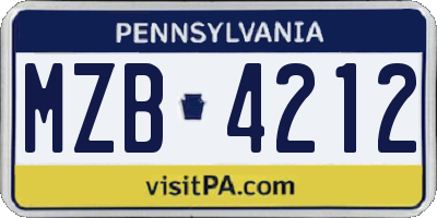 PA license plate MZB4212