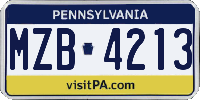 PA license plate MZB4213