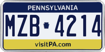 PA license plate MZB4214