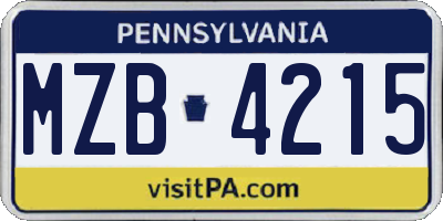 PA license plate MZB4215