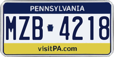PA license plate MZB4218