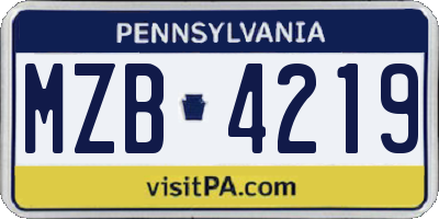 PA license plate MZB4219