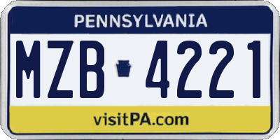 PA license plate MZB4221