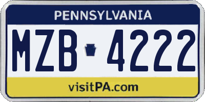 PA license plate MZB4222