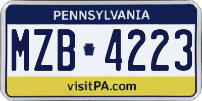 PA license plate MZB4223