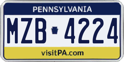 PA license plate MZB4224