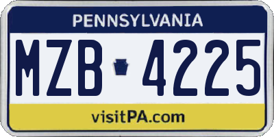 PA license plate MZB4225