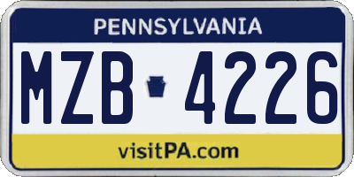 PA license plate MZB4226