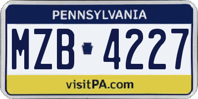 PA license plate MZB4227