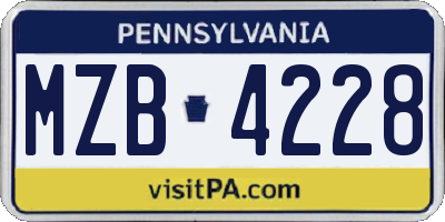 PA license plate MZB4228