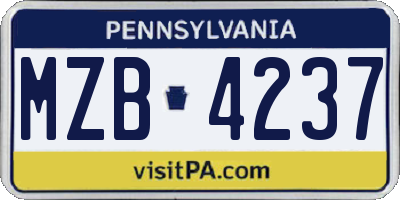 PA license plate MZB4237