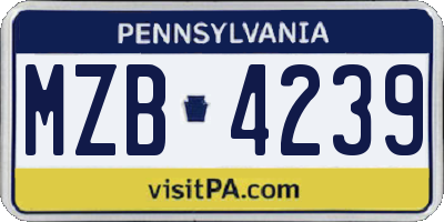 PA license plate MZB4239
