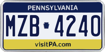 PA license plate MZB4240