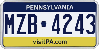 PA license plate MZB4243