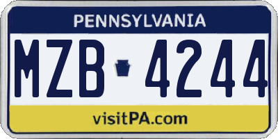 PA license plate MZB4244