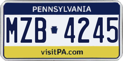 PA license plate MZB4245