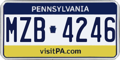 PA license plate MZB4246