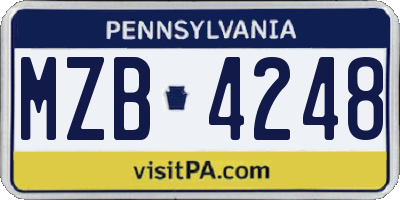 PA license plate MZB4248