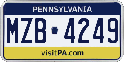 PA license plate MZB4249