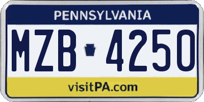 PA license plate MZB4250