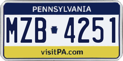 PA license plate MZB4251