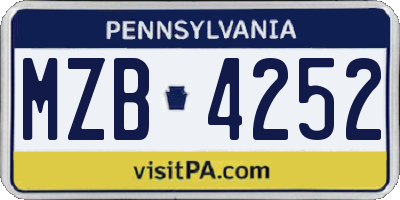 PA license plate MZB4252