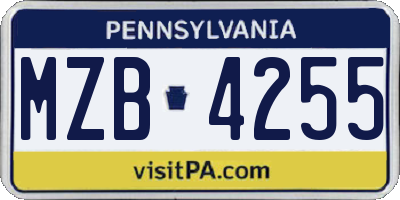 PA license plate MZB4255