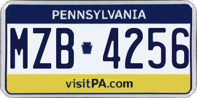 PA license plate MZB4256
