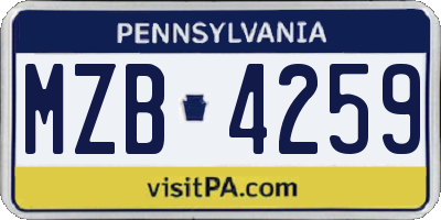 PA license plate MZB4259