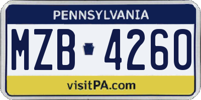 PA license plate MZB4260