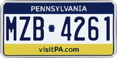 PA license plate MZB4261