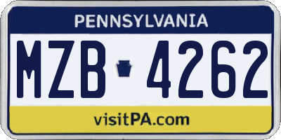 PA license plate MZB4262