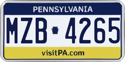 PA license plate MZB4265