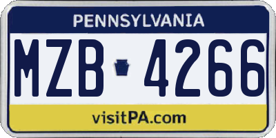 PA license plate MZB4266