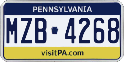 PA license plate MZB4268