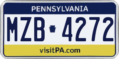 PA license plate MZB4272