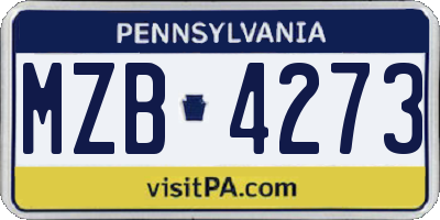 PA license plate MZB4273
