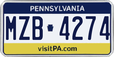 PA license plate MZB4274