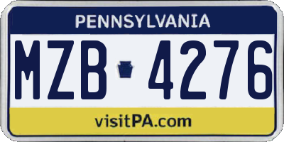 PA license plate MZB4276