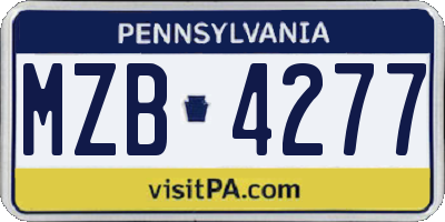PA license plate MZB4277