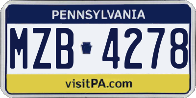 PA license plate MZB4278