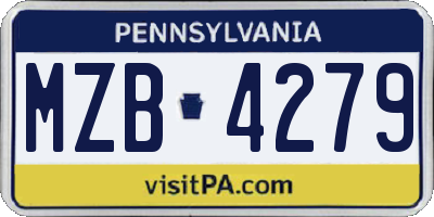 PA license plate MZB4279